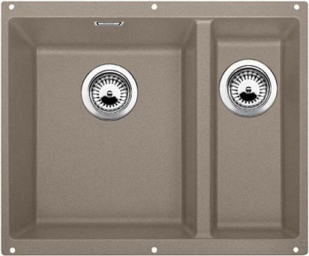 Кухонная мойка BLANCO SUBLINE 340/160-U SILGRANIT чаша слева, отводная арматура InFino® серый беж гранит 523556
