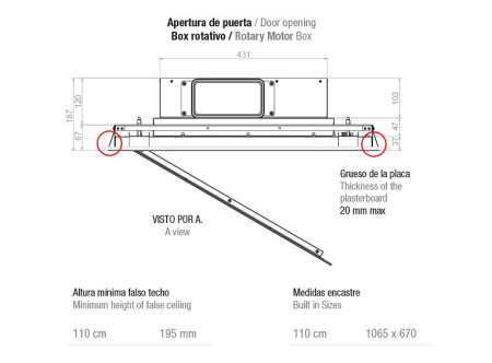 Вытяжка PANDO E-217/110 CRISTAL BLANCO V.1130 ECO SEC PLUS LAT. CORTO