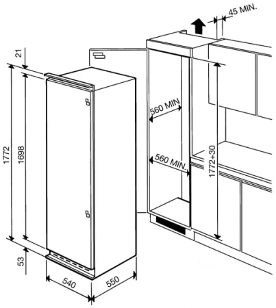 Встраиваемый морозильник SMEG vi205pnf1