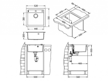 Кухонная мойка ALVEUS Formic 20 GRANITAL + TWILIGHT-G05M