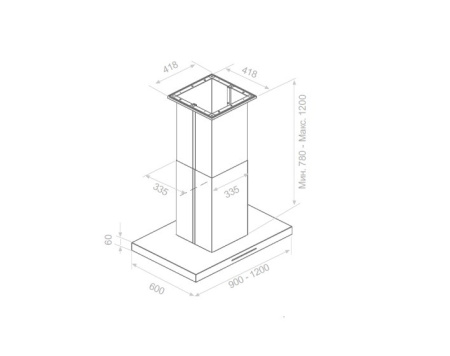 Вытяжка PANDO I-861/90 INOX V.1250 ECO SEC