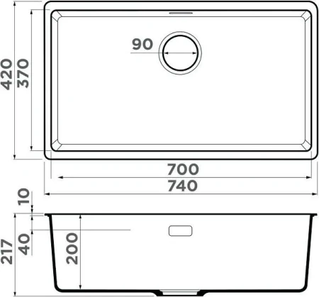 Кухонная мойка OMOIKIRI Kata 74-U-GR (4997566)