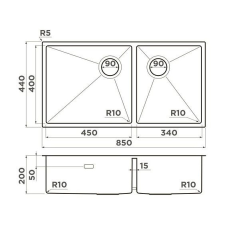Кухонная мойка OMOIKIRI Taki 85-2-LB-U/IF-LG Side (4997038)