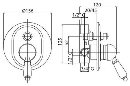 Смеситель CEZARES ELITE-VDIM-01-M хром/ручка хром