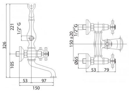 Смеситель CEZARES GOLF-VD-03/24-M золото/ручки металл