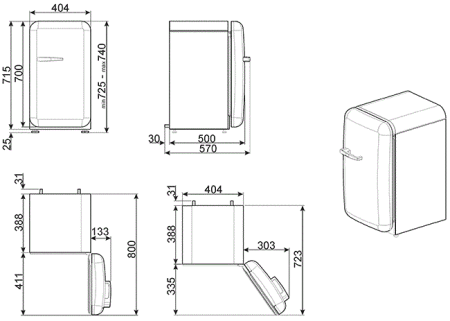 Минибар SMEG FAB5RWH3