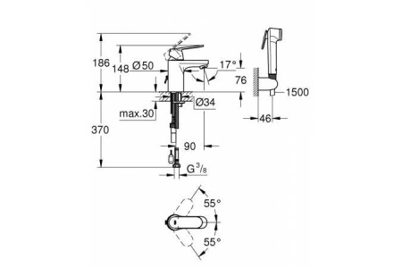 Смеситель GROHE Eurosmart Cosmopolitan 23125000