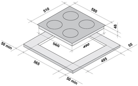 Рабочая варочная поверхность FORNELLI pi 60 magnete