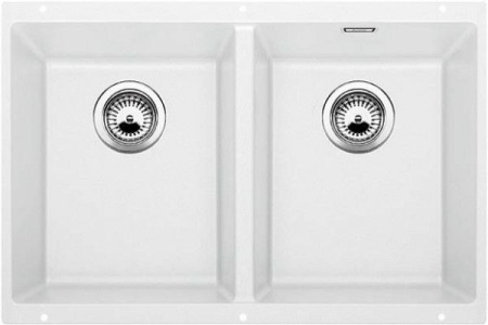 Кухонная мойка BLANCO SUBLINE 350/350-U SILGRANIT отводная арматура InFino® белый гранит 523578