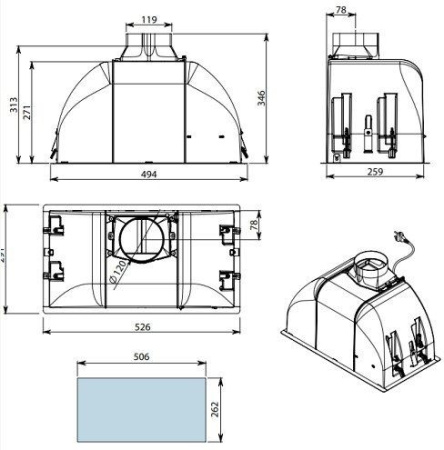 Вытяжка FALMEC BUILT-IN BURANO 50 WH CBIN50.E9P2#ZZZB460F