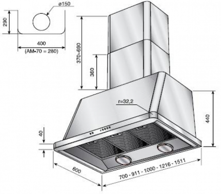 Вытяжка ILVE AM-100/RB