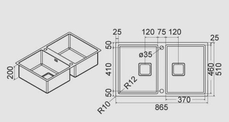 Кухонная мойка FULGOR P2B 8651 QA F-SF