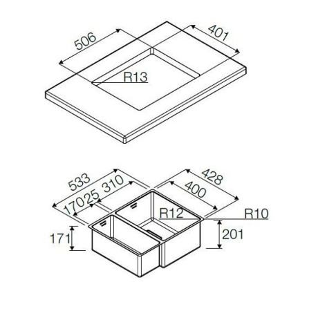 Кухонная мойка FULGOR P2B 5343 Q U