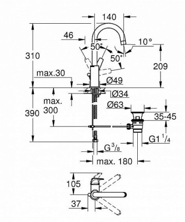 Смеситель GROHE BauFlow 23753000 хром