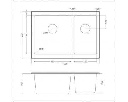 Кухонная мойка EMAR EMQ-2665.PL опал