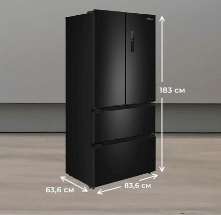 Холодильник MEFERI MFR83BLACK IX TOTAL NO FROST FRENCH DOOR COMFORT