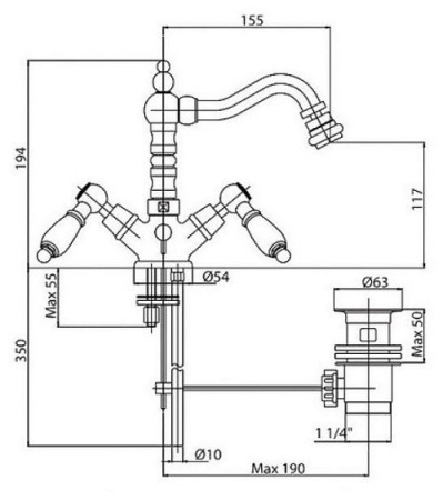 Смеситель CEZARES FIRST-BS2-03-M золото/ручки металл