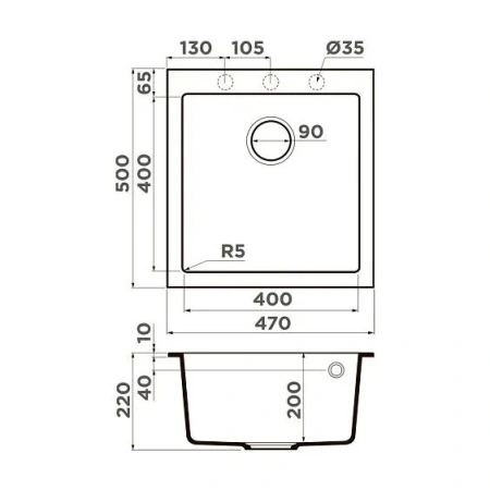 Кухонная мойка OMOIKIRI Bosen 47-ES (4997207)