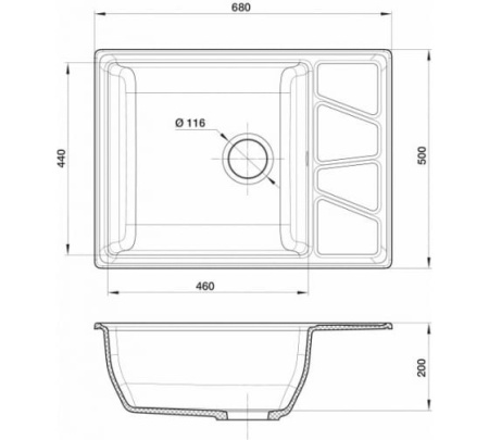 Кухонная мойка GRANFEST GF-V-680L бежевый