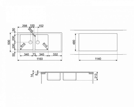 Кухонная мойка SMEG LDR116-2