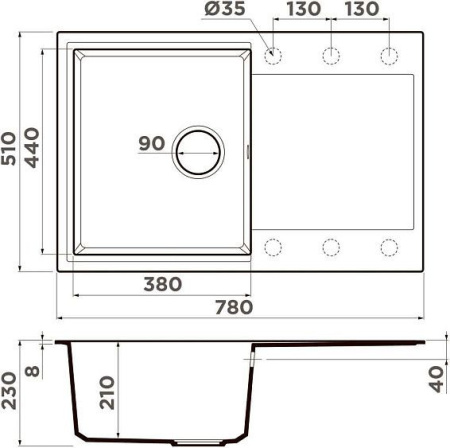 Кухонная мойка OMOIKIRI Daisen 78T-ES (4997215)