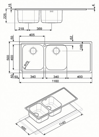Мойка SMEG LEH116D