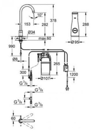 Смеситель GROHE grohe blue pure  хром 31301000