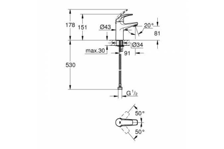 Смеситель GROHE BauCurve 32848000 хром