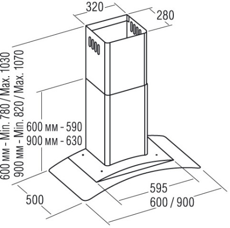 Вытяжка CATA GAMMA VL3 900 GLASS