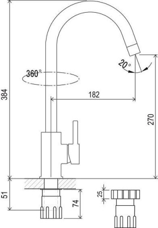 Смеситель RAVAK KM 016.00 хром X070039