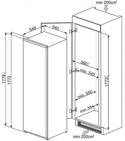 Встраиваемый холодильник SMEG S7323LFEP1
