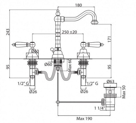 Смеситель CEZARES FIRST-BLS2-03/24-Bi