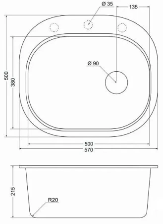 Кухонная мойка EMAR EMQ-1570.C барит