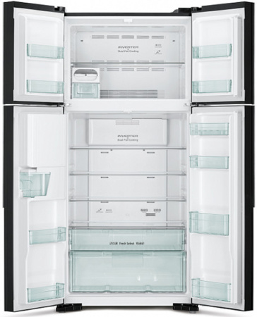 Холодильник HITACHI R-W 662 PU7 GBK черное стекло