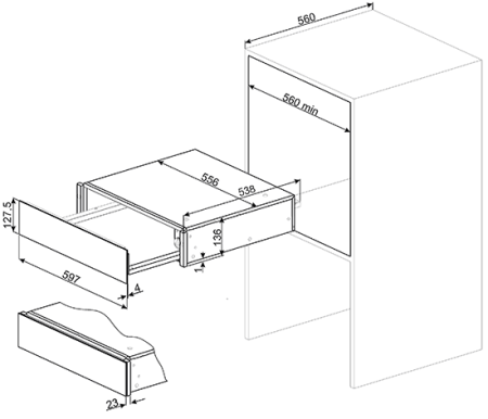 Встраиваемый шкаф для подогрева посуды SMEG CTP8015P