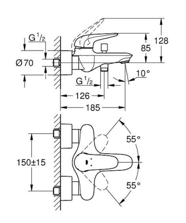 Смеситель GROHE Eurostyle 23726003 хром