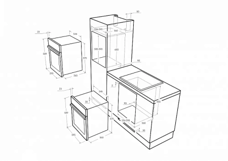 Электрический духовой шкаф MAUNFELD meoc.674s1 (нержавейка+черное стекло)