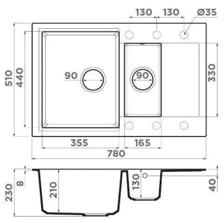 Кухонная мойка OMOIKIRI Daisen 78-2T-BL (4993535)