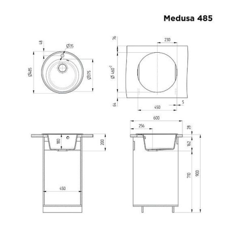 Кухонная мойка MAUNFELD Medusa 485 MFQS-485DGR темно-серый