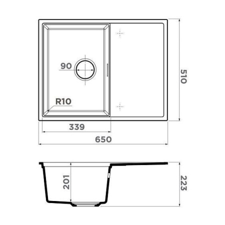 Кухонная мойка OMOIKIRI Yoru 64 Side-WH (4997319)