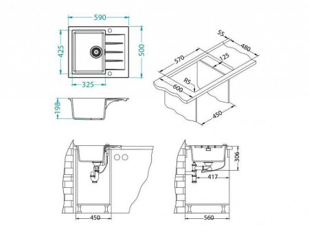 Кухонная мойка ALVEUS GRANITAL CADIT 10 ARCTIC - G11