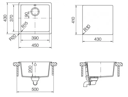 Кухонная мойка SCHOCK 701048 quadro 50 (n-100s) cristalite баварский камень