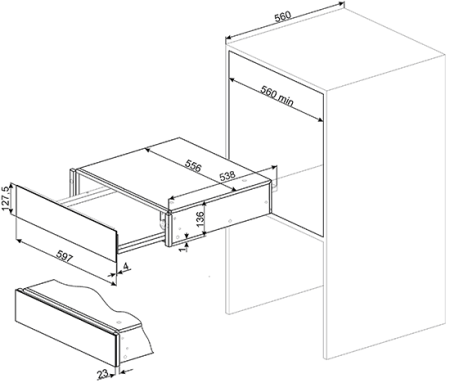 Встраиваемый шкаф для подогрева посуды SMEG CTP7015P