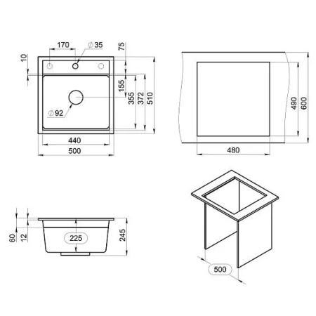 Кухонная мойка GRANULA KS-5002i черный