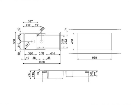Кухонная мойка SMEG LZ102B
