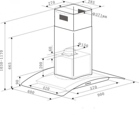 Вытяжка MAUNFELD ANCONA Plus A 90 нержавейка