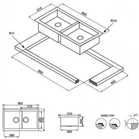 Кухонная мойка SMEG lr862