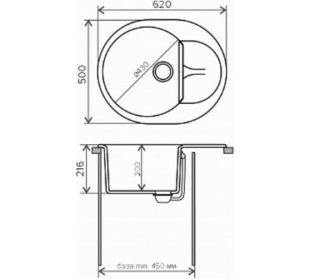 Кухонная мойка POLYGRAN Atol-620 №302 песочный