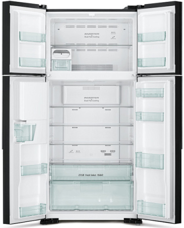 Холодильник HITACHI R-W 662 PU7 GBK черное стекло