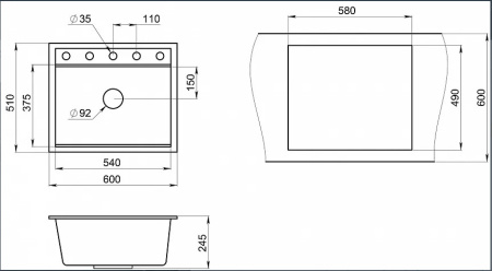 Кухонная мойка GRANULA KS-6003 чёрный
